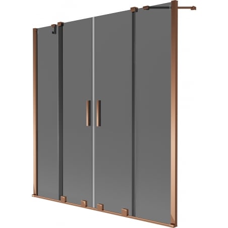 Mexen Velar Duo vanová zástěna 2-křídlá posuvná 160 x 150 cm, grafitová, růžové zlato - 896-160-000-42-60