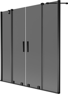 Mexen Velar Duo vanová zástěna 2křídlá posuvná 160 x 150 cm, grafit, černá - 896-160-000-42-70