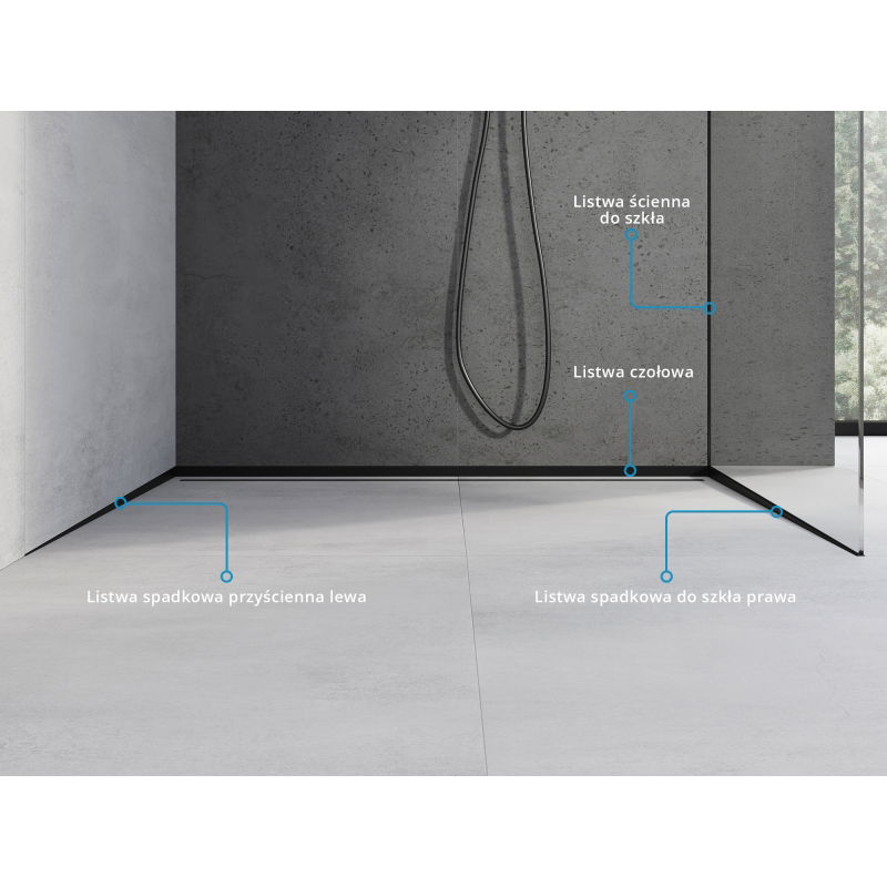 Mexen Line-B čelní sprchová lišta 180 cm, černá - 187003180U