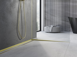 Mexen Line-B skloněná lišta pro sklo 120 cm pravá, zlatý kartáč - 185504120R