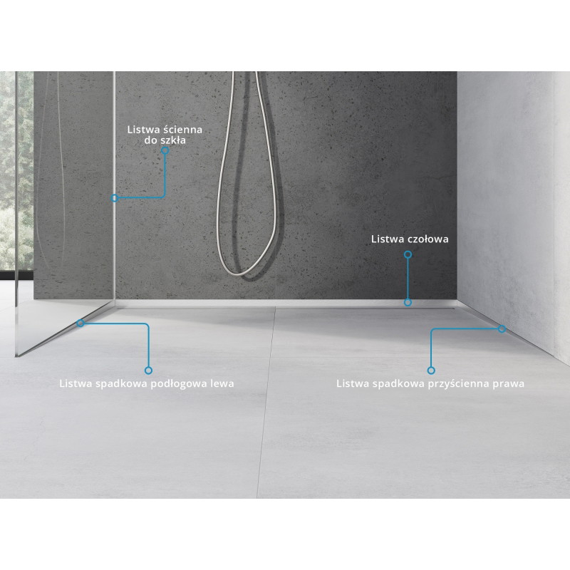 Mexen Line-B spádová lišta pro sklo 120 cm levá, inox - 181004120L