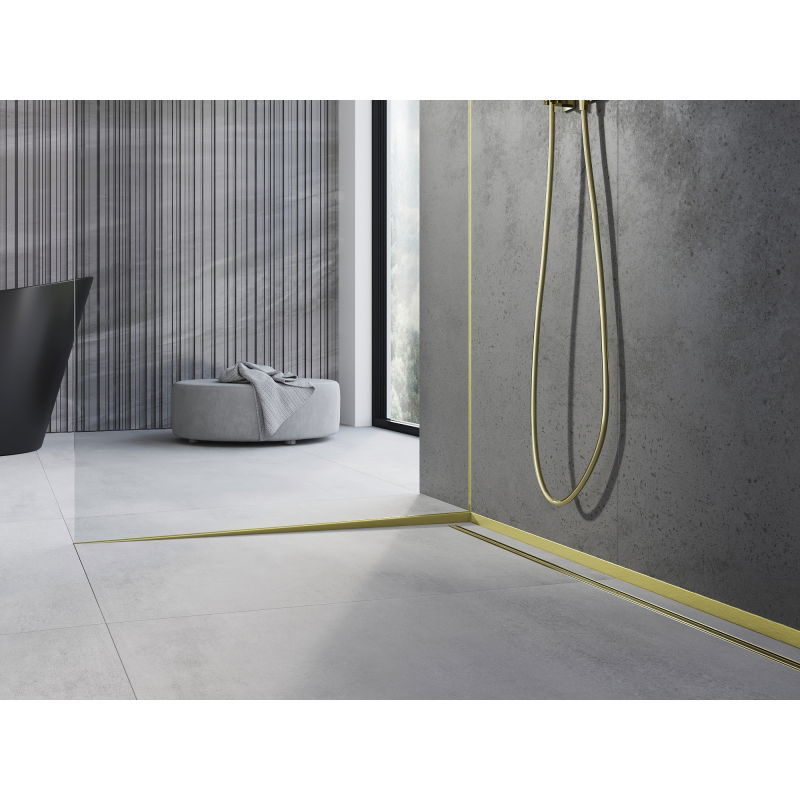 Mexen Line-B zkosená lišta na sklo 120 cm levá, zlatý kartáč - 185504120L