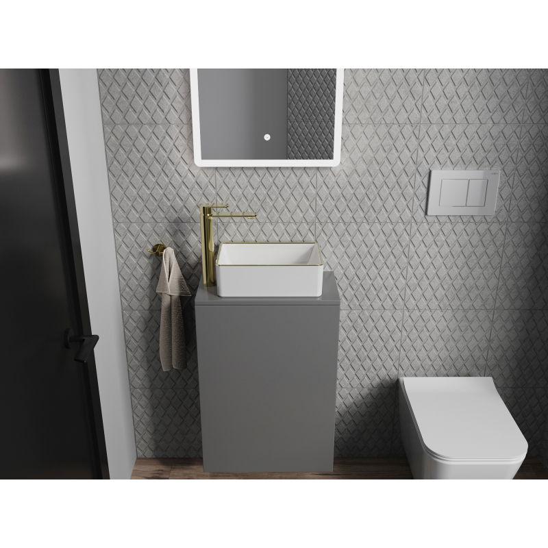 Mexen Nadia umyvadlo na desku 36 x 23 cm, bílá/zlatý okraj - 21613605