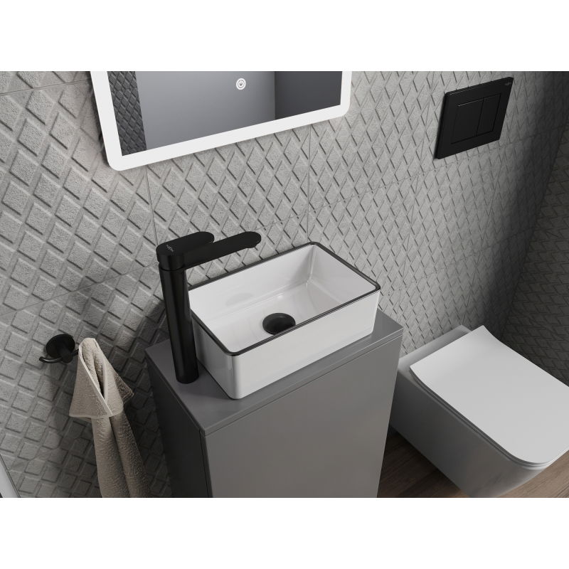 Mexen Nadia umyvadlo na desku 36 x 23 cm, bílá/černý okraj - 21613607