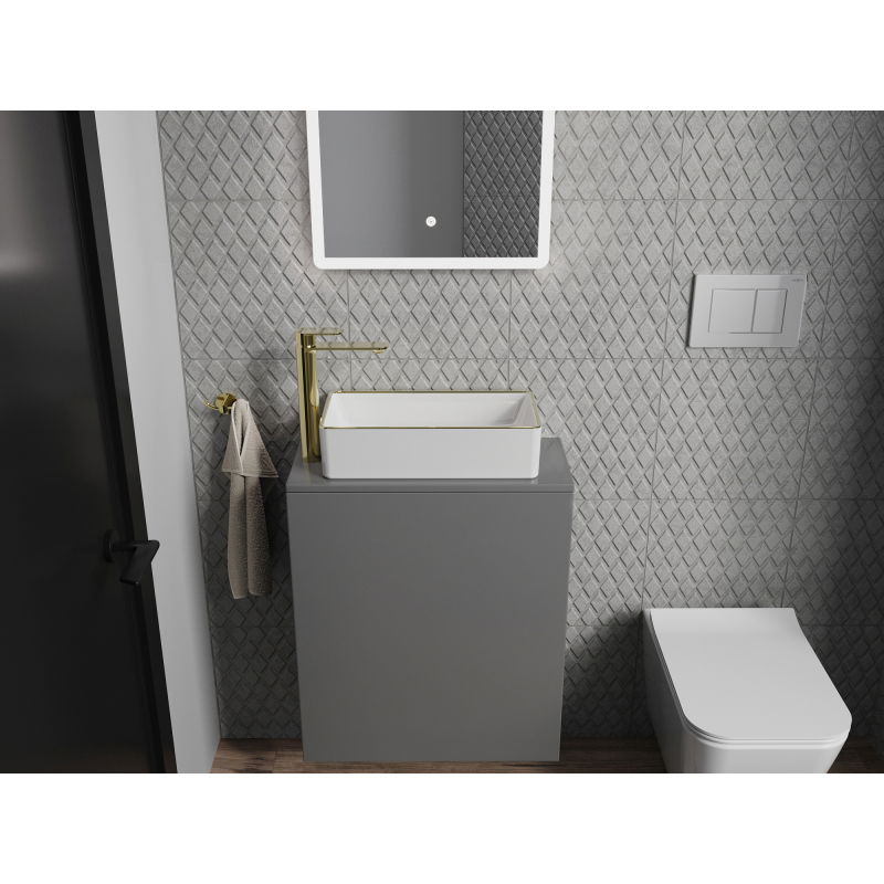 Mexen Nadia umyvadlo na desku 46 x 23 cm, bílá/zlatý okraj - 21614605