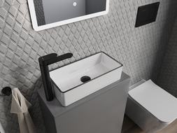 Mexen Nadia umyvadlo na desku 46 x 23 cm, bílá/černý okraj - 21614607