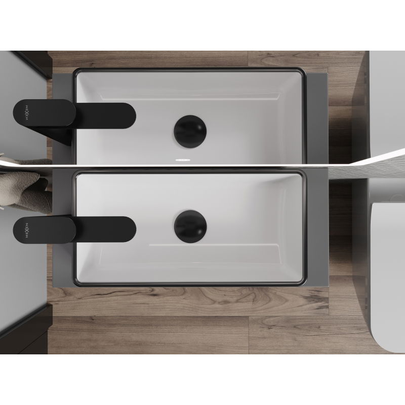 Mexen Nadia umyvadlo na desku 46 x 23 cm, bílá/černý okraj - 21614607