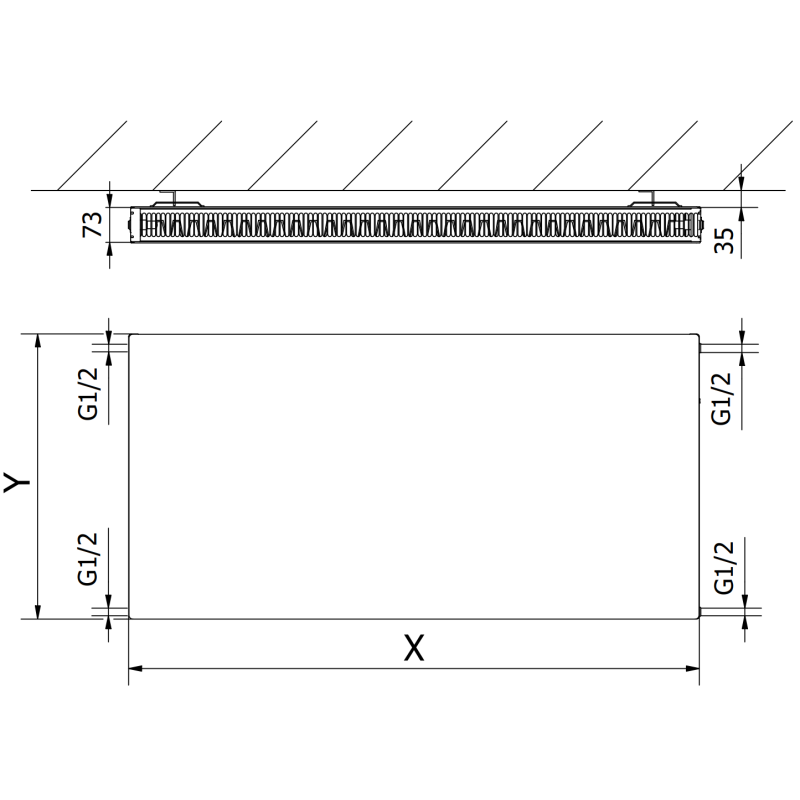 Mexen Flat CF21 deskový radiátor 300 x 1600 mm, boční připojení, 1010 W, antracit - W421F-030-160-66