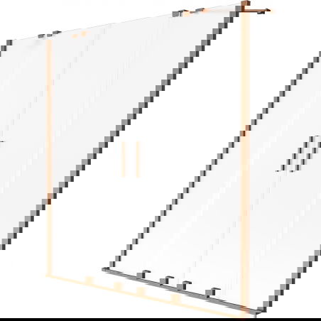 Mexen Velar Duo dvoukřídlá posuvná vanová zástěna 140 x 150 cm, matné sklo, kartáčovaná měď - 896-140-000-32-65