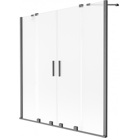 Mexen Velar Duo vanová zástěna dvoukřídlá posuvná 140 x 150 cm, mat, gun gray kartáčovaný - 896-140-000-32-66