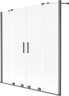 Mexen Velar Duo vanová zástěna dvoukřídlá posuvná 140 x 150 cm, mat, gun gray kartáčovaný - 896-140-000-32-66