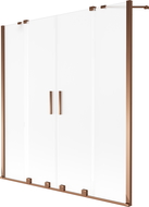 Mexen Velar Duo vanová zástěna 2křídlová posuvná 160 x 150 cm, matné sklo, růžové zlato - 896-160-000-32-60