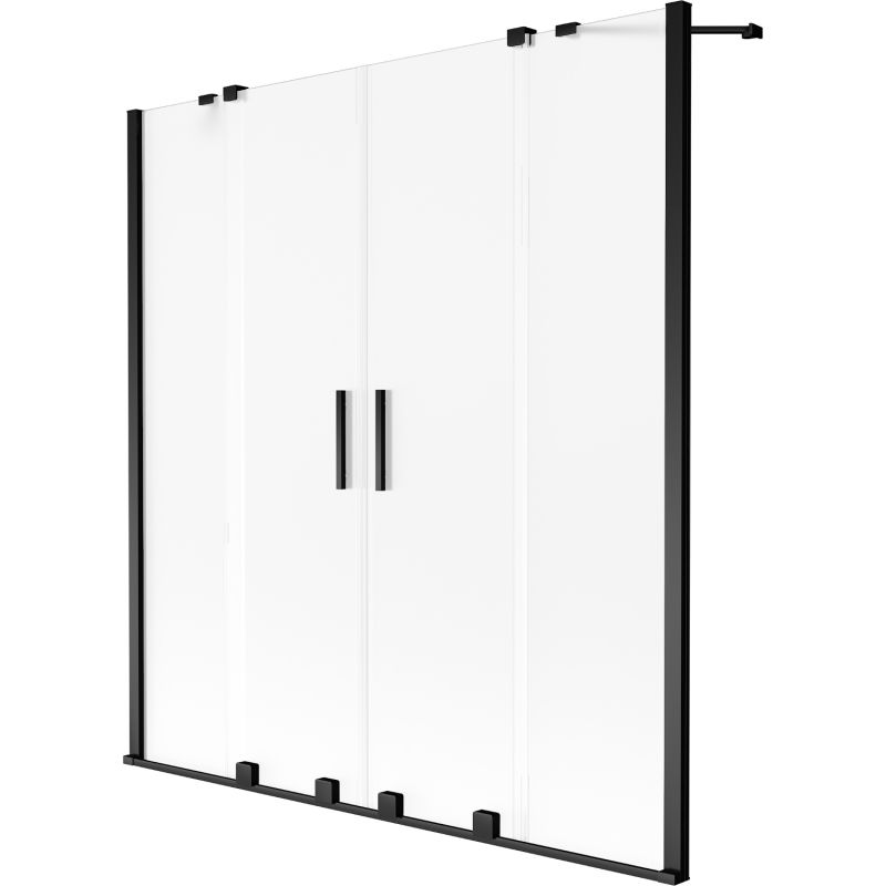 Mexen Velar Duo vanová zástěna 2-křídlá posuvná 160 x 150 cm, matný, černý - 896-160-000-32-70