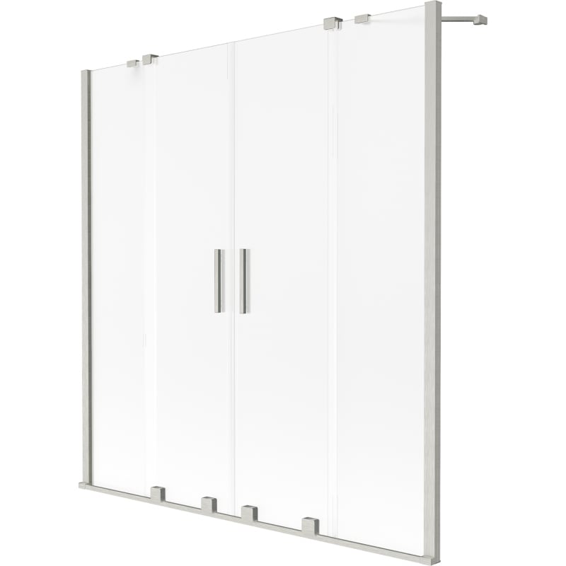 Mexen Velar Duo vanová zástěna 2-křídlová posuvná 160 x 150 cm, matná, kartáčovaný nikl - 896-160-000-32-97