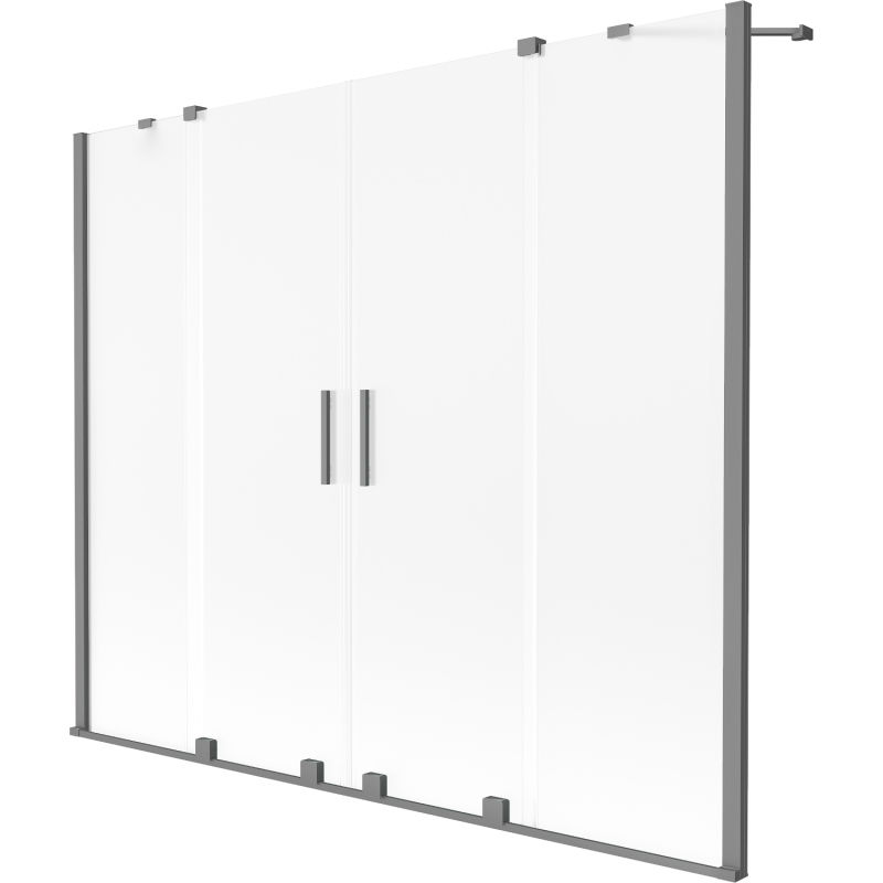 Mexen Velar Duo paravan na vanu, dvoukřídlý posuvný 200 x 150 cm, matný, gun metal - 896-200-000-32-95