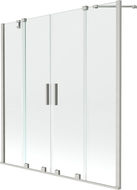 Mexen Velar Duo vanová zástěna dvoukřídlá posuvná 160 x 150 cm, transparentní, kartáčovaný nikl - 896-160-000-02-97