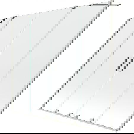 Mexen Velar Duo paraván na vanu, 2-křídlový, posuvný 170 x 150 cm, transparentní, kartáčovaný nikl - 896-170-000-02-97