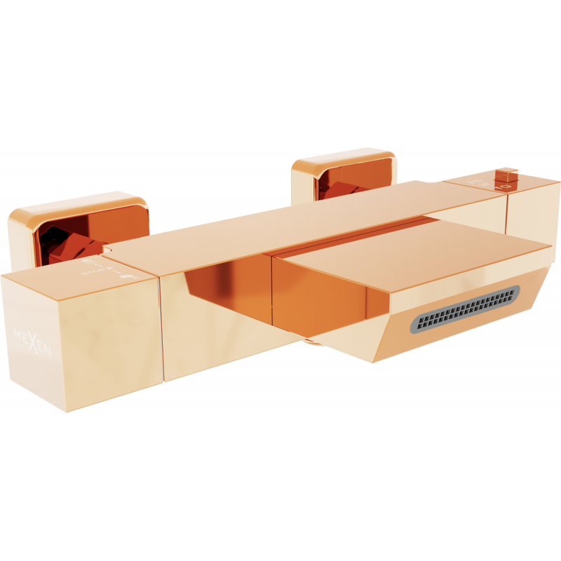Mexen Cube termostatická vanová baterie, růžové zlato - 77360-60