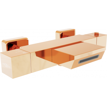 Mexen Cube termostatická vanová baterie, růžové zlato - 77360-60