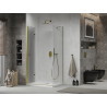 Mexen Lima skládací sprchový kout 90 x 80 cm, průhledný, zlatý + vanička Flat - 856-090-080-50-00-4010