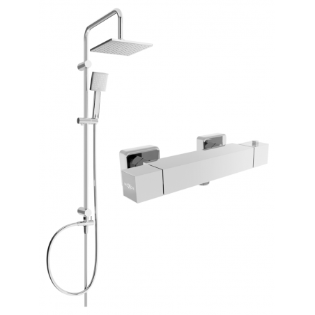Mexen Cube Tord nástěnná sprchová sada s dešťovou sprchou a termostatickou sprchovou baterií, chrom - 77200200-00