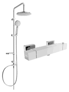 Mexen Carl nástěnná sprchová souprava s dešťovou hlavicí a termostatickou sprchovou baterií Cube, chrom - 77200240-00