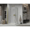 Mexen Lima skládací sprchový kout 100 x 70 cm, průhledný, zlatý + vanička Flat - 856-100-070-50-00-4010