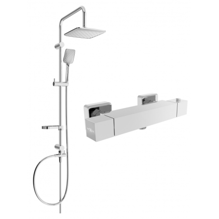 Mexen Sven nástěnná sprchová sada s dešťovou hlavicí a termostatickou sprchovou baterií Cube, chrom - 77200262-00