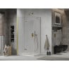 Mexen Lima skládací sprchový kout 100 x 80 cm, průhledný, zlatý + Flat vanička - 856-100-080-50-00-4010