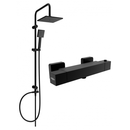Mexen Tord nástěnná sprchová sada s dešťovou sprchou a termostatickou sprchovou baterií Cube, černá - 77200200-70