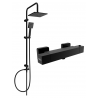 Mexen Tord nástěnná sprchová sada s dešťovou sprchou a termostatickou sprchovou baterií Cube, černá - 77200200-70