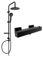 Mexen Cube Carl nástěnný sprchový set s dešťovou sprchou a termostatickou sprchovou baterií, černý - 77200240-70