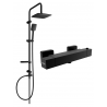 Mexen Sven nástěnná sprchová sada s dešťovou sprchou a termostatickou sprchovou baterií Cube, černá - 77200262-70