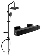 Mexen Sven nástěnná sprchová sada s dešťovou sprchou a termostatickou sprchovou baterií Cube, černá - 77200262-70