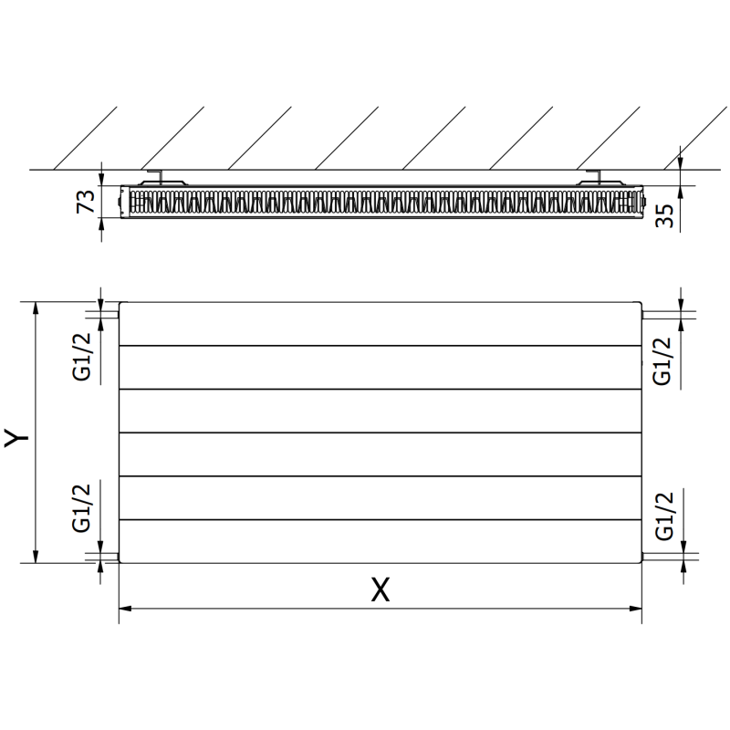 Mexen Line CL21 deskový radiátor 400 x 1100 mm, boční připojení, 874 W, černý - W421L-040-110-70