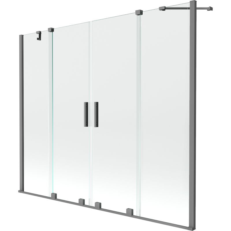 Mexen Velar Duo vanová zástěna 2-křídlová posuvná 190 x 150 cm, transparentní, gun metal - 896-190-000-02-95
