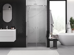 Mexen Exo sprchové dveře dvoukřídlé 90 cm, transparentní, chrom - 814-090-000-01-00