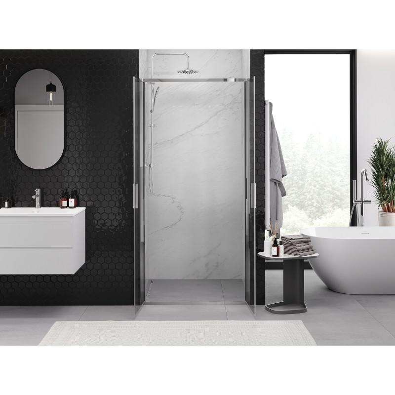 Mexen Exo-B Duo dvoukřídlé sprchové dveře 90 cm, transparentní, chrom - 814-090-000-01-00