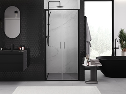 Mexen Exo-B Duo dveře sprchové dvoukřídlé křídlové 90 cm, transparentní, černé - 814-090-000-70-00