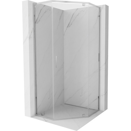Mexen Exo-R pětiúhelníkový sprchový kout otočný 100 x 100 cm, transparentní, chrom - 812-100-100-01-00