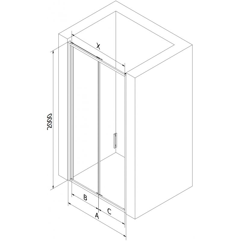 Mexen Exo sprchové dveře skládací 75 cm, transparentní, černé - 816-075-000-70-00
