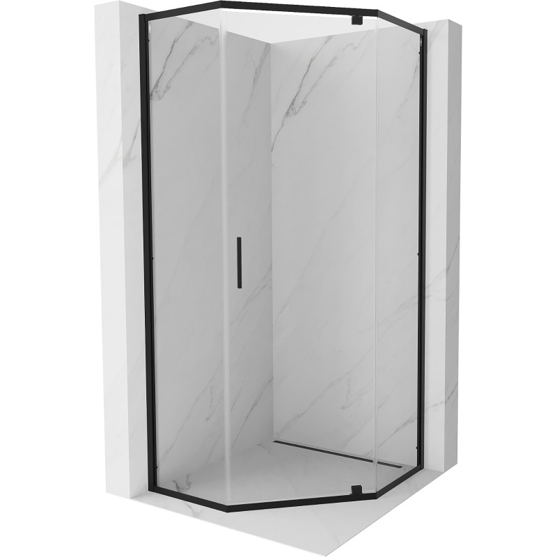 Mexen Exo sprchový kout pětiúhelníkový otočný 90 x 90 cm, transparentní, černý - 812-090-090-70-00