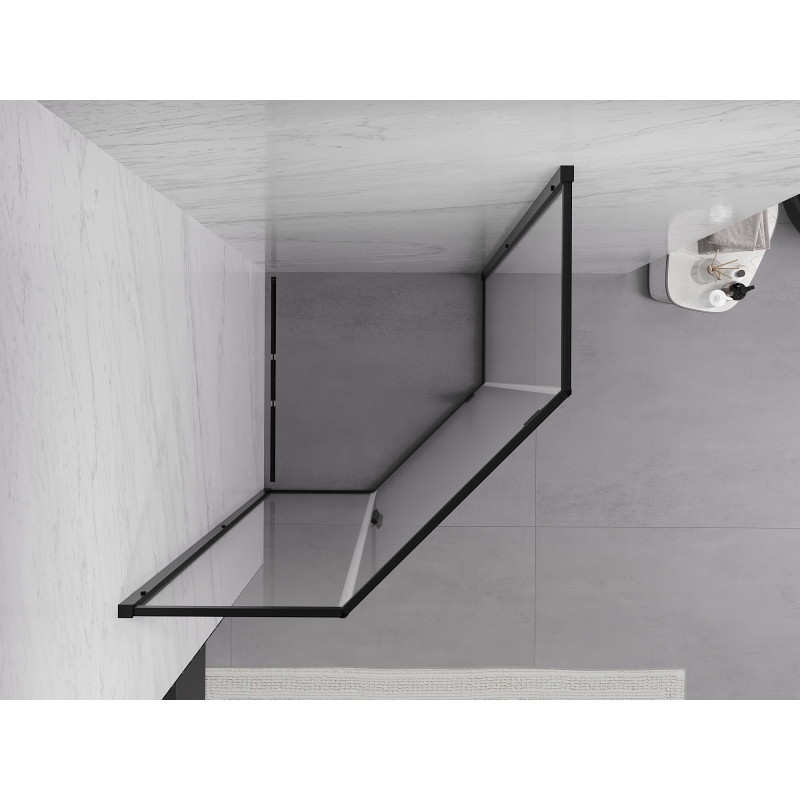 Mexen Exo sprchový kout pětiúhelníkový výklopný 100 x 100 cm, transparentní, černý - 812-100-100-70-00