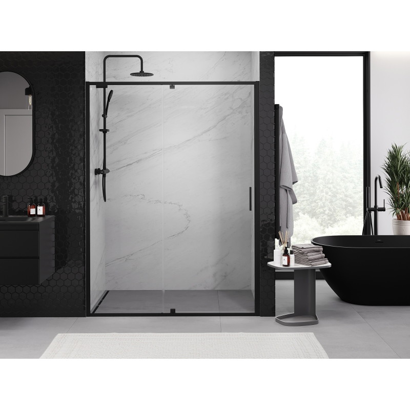 Mexen Exo-R sprchové dveře s otvíráním 130 cm, transparentní, černé - 819-130-000-70-00