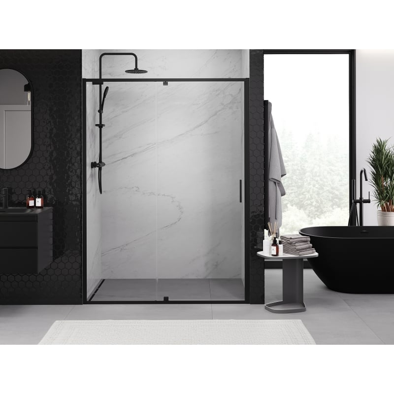 Mexen Exo sprchové dveře výklopné 140 cm, transparentní, černé - 819-140-000-70-00