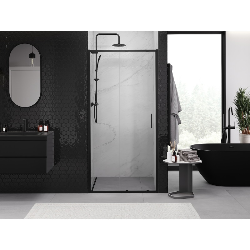 Mexen Exo-S sprchové dveře posuvné 115 cm, transparentní, černé - 8151-115-000-70-00
