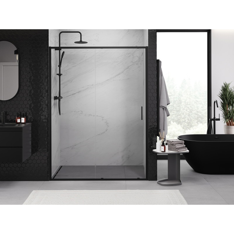 Mexen Exo-S posuvné sprchové dveře 145 cm, transparentní, černé - 8151-145-000-70-00