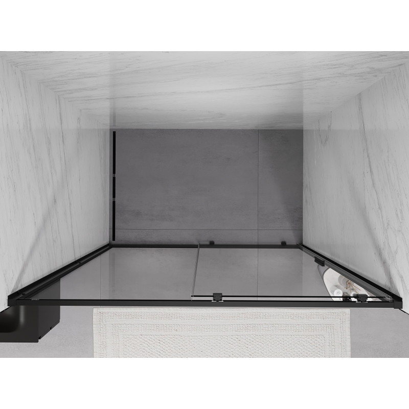 Mexen Exo-S posuvné sprchové dveře 155 cm, transparentní, černé - 8151-155-000-70-00