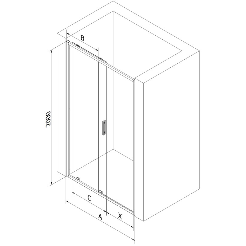 Mexen Exo-S posuvné sprchové dveře 150 cm, transparentní, černé - 8151-150-000-70-00