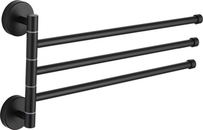 Mexen trojitý otočný věšák na ručník, černý - 7039243-70